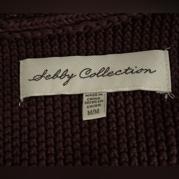 Sebby Collection Faux Fur Vest. Aubergine Ribbed Knit Back. - Picture 5 of 5